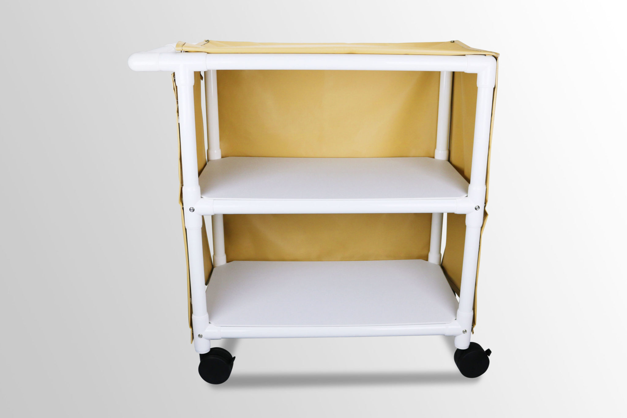 Dual-Shelf Push-Bar Linen Cart